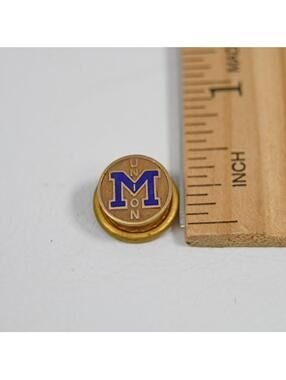 Antique University of Michigan M Union Insignia Screw Back Pin 3/8" Vintage